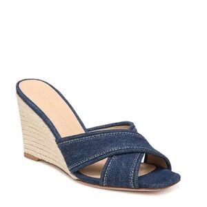Veronica Beard Edna 83mm Denim Wedge Sandals US 10